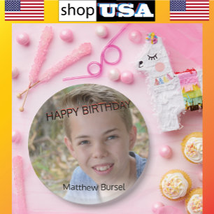 Custom Photo Upload 🎈 Monogram  Paper Plate