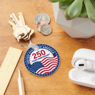 Custom Photo USA 250 Years Anniversary Flag Key Ring