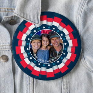 Custom Photo USA Military, Ribbon Border Patriotic 6 Cm Round Badge