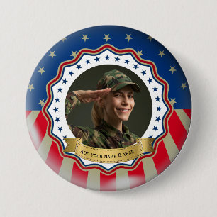 Custom Photo USA Military - Veteran & Memorial Day 7.5 Cm Round Badge