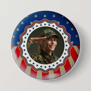 Custom Photo USA Military - Veteran & Memorial Day 7.5 Cm Round Badge