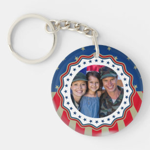 Custom Photo USA Military - Veteran & Memorial Day Key Ring