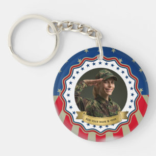 Custom Photo USA Military - Veteran & Memorial Day Key Ring