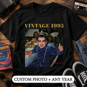 Custom Photo Vintage 1995 Birthday T-Shirt