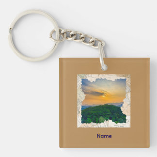Custom Photo Vintage Newspaper Frame Key Ring