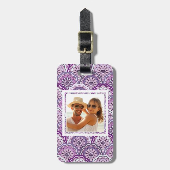 Custom Photo Vintage Pattern Luggage Tag (Front Vertical)