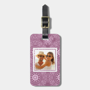 Custom Photo Vintage Pink Pattern Luggage Tag