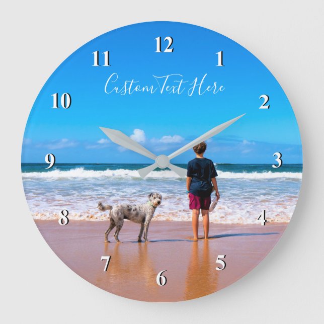 Custom Photo Wall Clock Your Pet Photos and Text (Front)