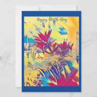 Custom Photo Watercolor Garden Shrub Birthday Card