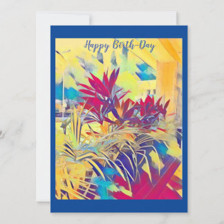 Custom Photo Watercolor Garden Shrub Birthday Card