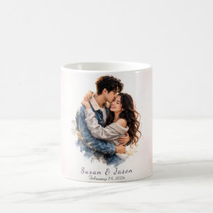 Custom Photo Watercolor Valentine’s Day Gift Coffee Mug