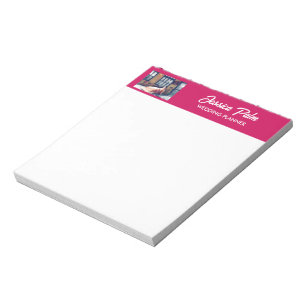 Custom photo wedding business pink notepad