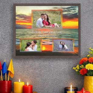 Custom Photo Wedding Collage Sunset 1738 Art Poster