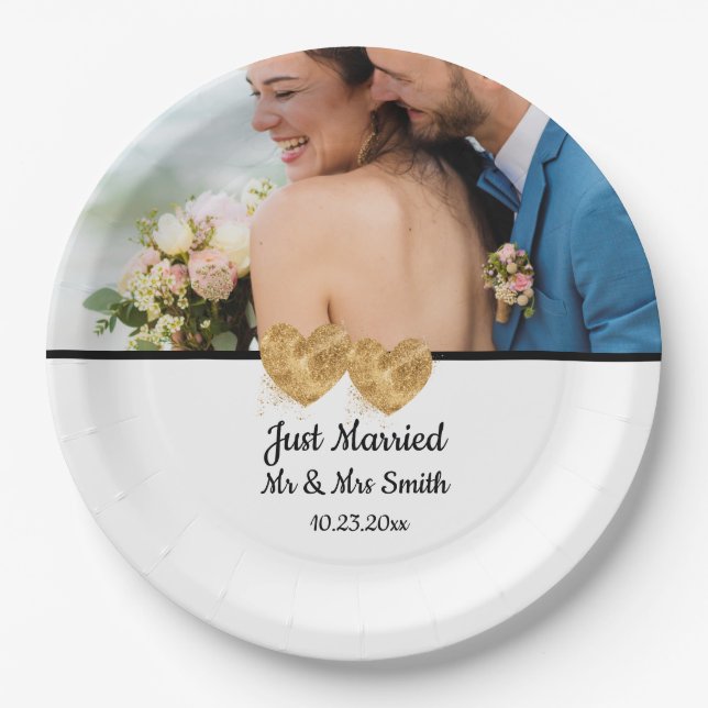Custom Photo Wedding Paper Plate (Front)