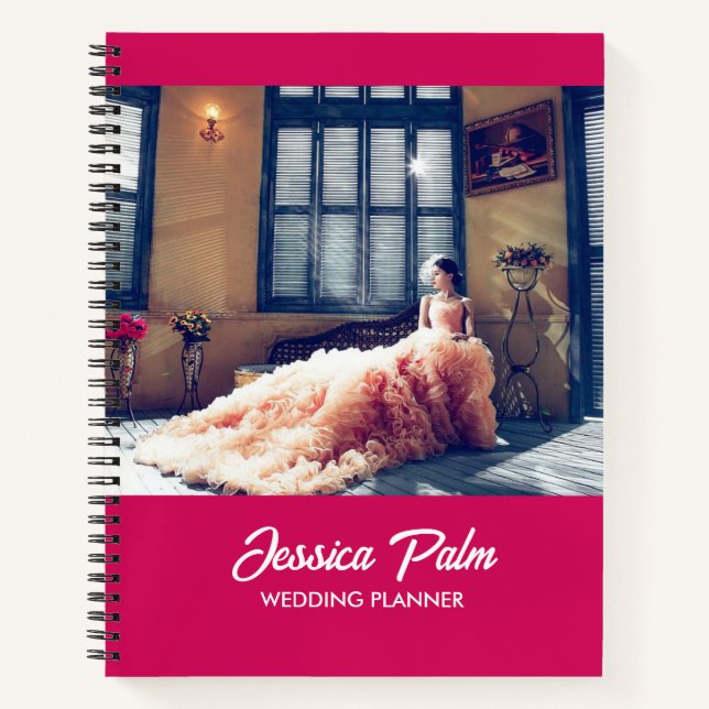 Custom photo wedding pink notebook (Front)