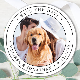 Custom Photo Wedding Save The Date Classic Round Sticker