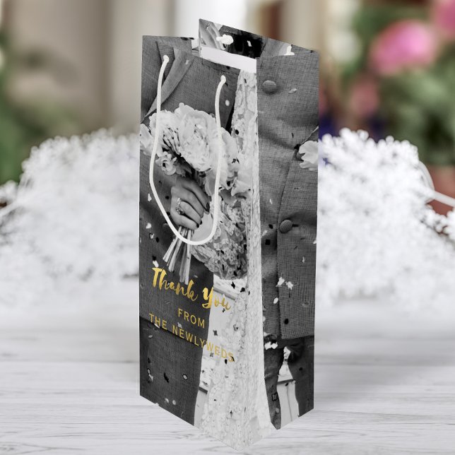 Custom Photo Wedding Thank You Wine Gift Bag (Add your photo and name and fill with wine (the best gift of all))