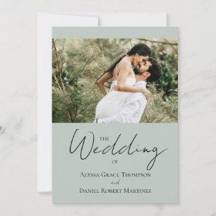 Custom Photo  Wedding Website Green and White Invitation