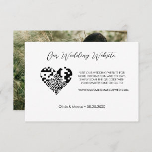 Custom Photo Wedding website heart QR code RSVP  Enclosure Card