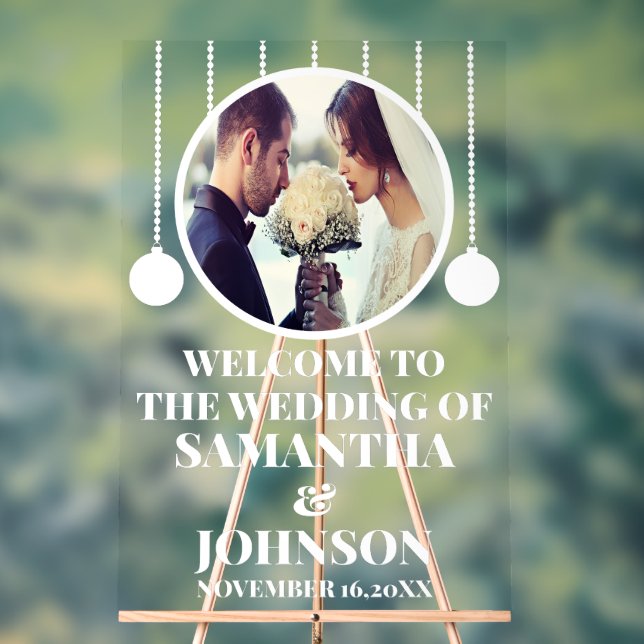Custom Photo Wedding Welcome Acrylic Sign (Neutral)