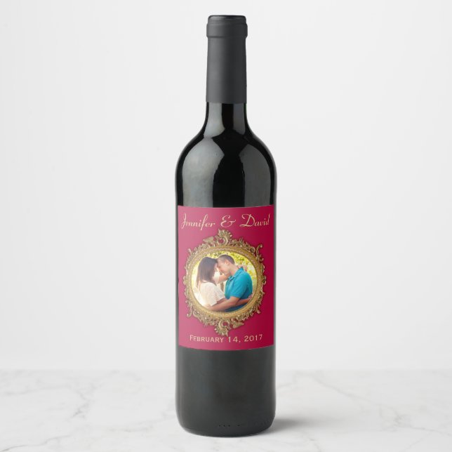 Custom Photo Wedding Wine Label (Front)