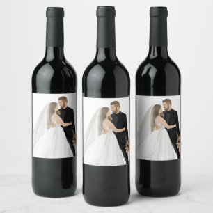 Custom Photo Wedding Wine Labels - Elegant Minimal
