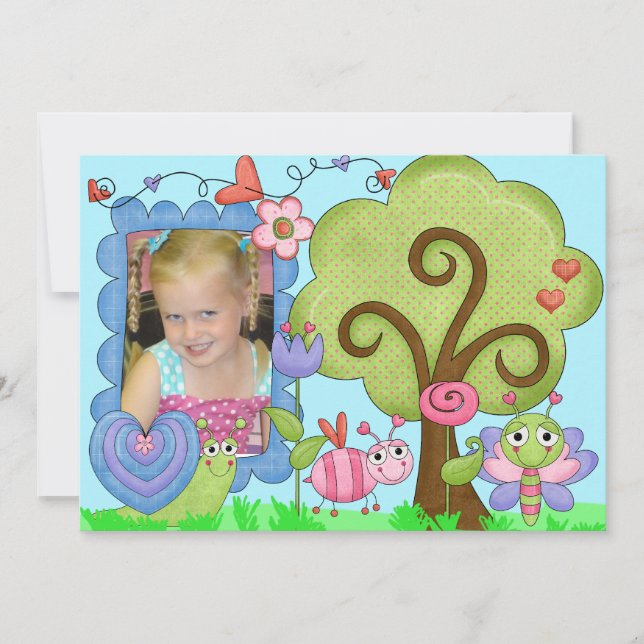 Custom Photo Whimsical Bug Birthday Invitation (Front)