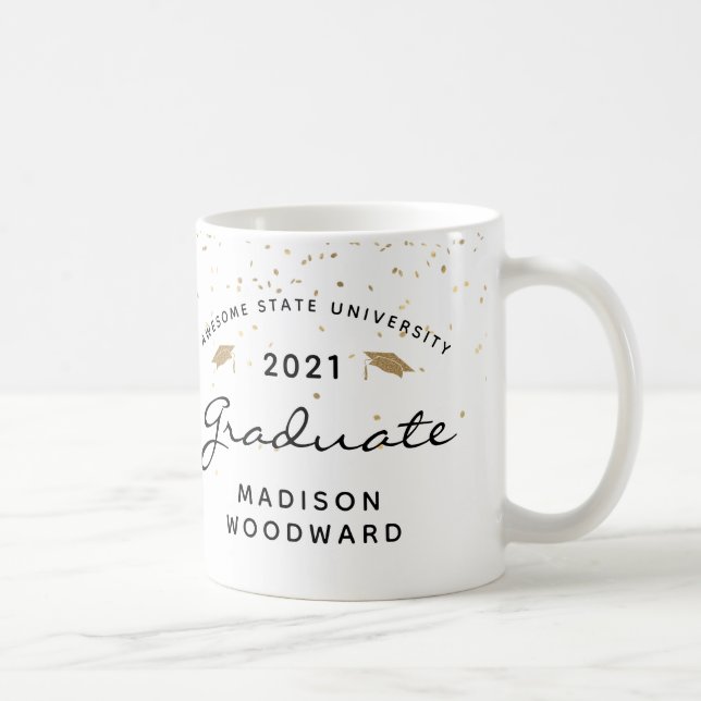 Custom Photo White Black Graduation Keepsake Coffee Mug (Right)