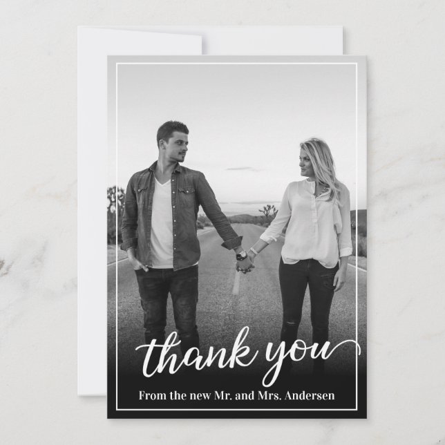 Custom Photo White Frame Thank You Card (Front)