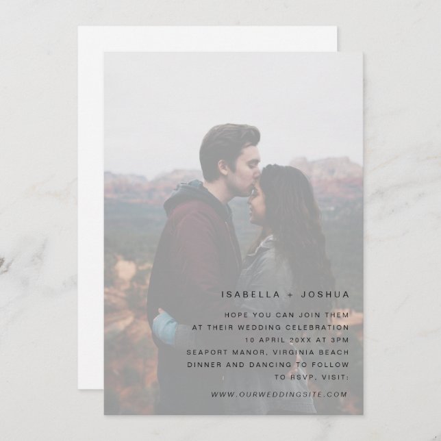 Custom Photo White Simple Wedding Invitation (Front/Back)