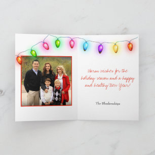 Custom Photo White Tree Ornament Vintage Lights Holiday Card