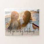 Custom photo will you be my bridesmaid proposal jigsaw puzzle<br><div class="desc">Can be customised with your own photo.
© Gorjo Designs. Made for you via the Zazzle platform.

// Note: photo used is a placeholder image only. You will need to replace with your own photo before ordering/printing. If you need help with this please contact me.</div>