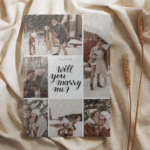 Custom photo will you marry me collage jigsaw puzzle