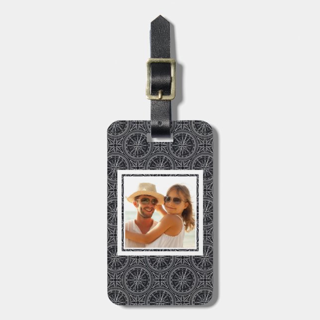 Custom Photo Wind Rose Compass Pattern Luggage Tag (Front Vertical)