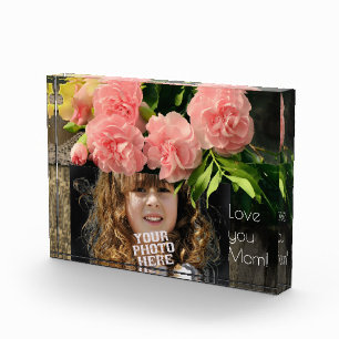 Custom Photo with Carnations, Mothers Day Gift Block