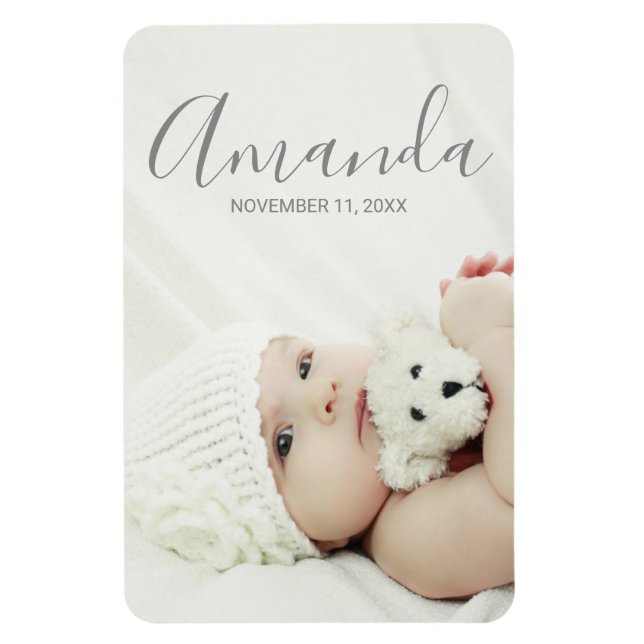 Custom Photo with Custom Name and Text Magnet (Vertical)