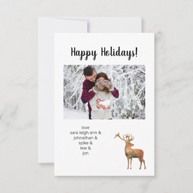 Custom Photo with Deer Holiday Greeting Card (Front)