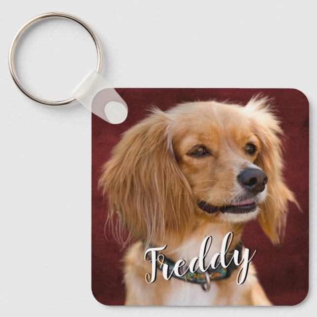 Custom Photo With Dog Quote 2 sided Key Ring (Front)