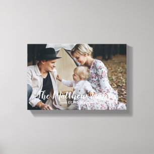 Custom photo with family name and established year canvas print