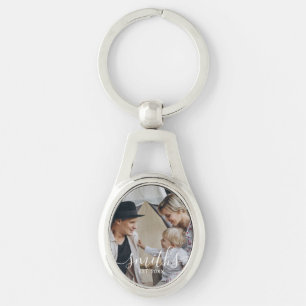 Custom photo with family name and established year key ring