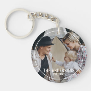 Custom photo with family name and established year key ring