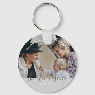 Custom photo with family name and established year key ring