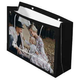 Custom photo with family name and established year large gift bag