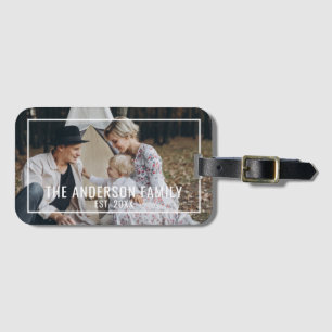 Custom photo with family name and established year luggage tag