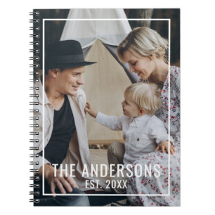 Custom photo with family name and established year notebook