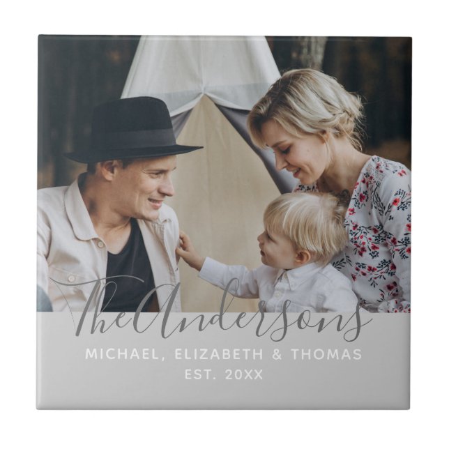 Custom photo with family name and established year tile (Front)