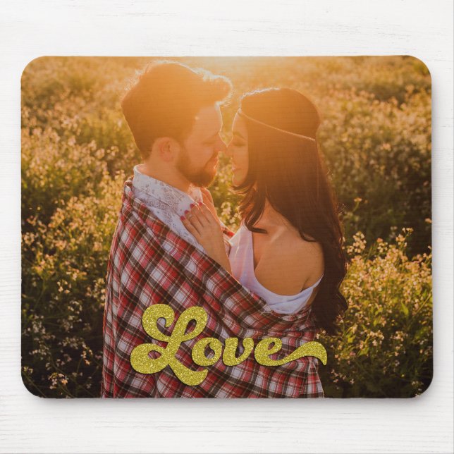Custom Photo with Gold Love Mouse Pad (Front)
