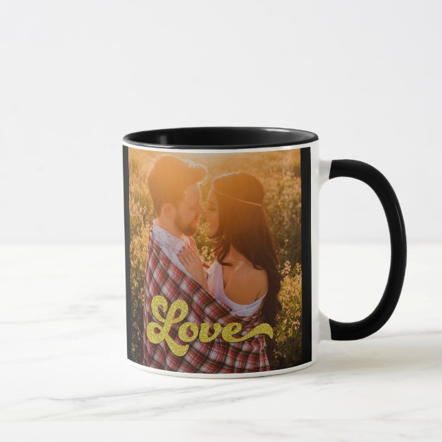 Custom Photo with Gold Love Overlay Mug (Right)