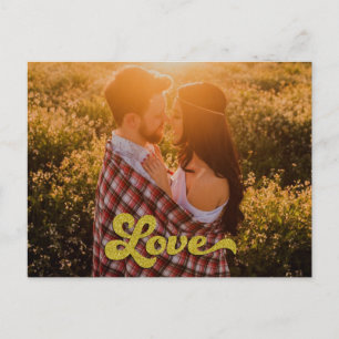 Custom Photo with Gold Love Overlay Postcard