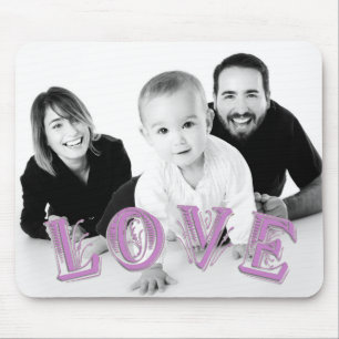 Custom Photo with LOVE Typography Overlay Mouse Pad